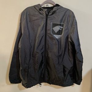 GAME OF THRONES HOUSE STARK Winter is Coming Grey Windbreaker Jacket Medium HBO